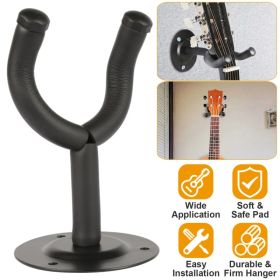 Wall Mount Guitar Hanger Padded Steel Guitar Bracket Holder Hook Rack (Option: Black)